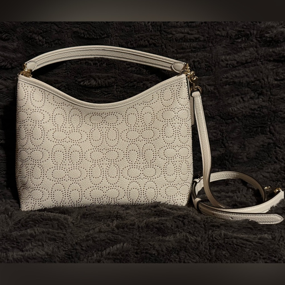 Coach Laurel with Signature Rivets in Chalk/Gold - Picture 3 of 11